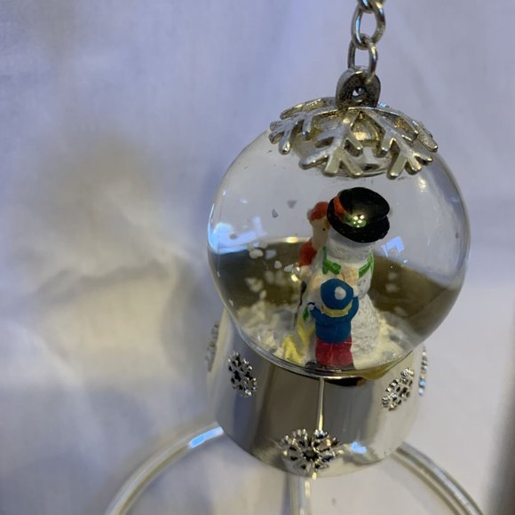 Snow Globe by Regent Square Snowman in Silver Plated Water Ball and Stand 6.5" - Picture 12 of 12